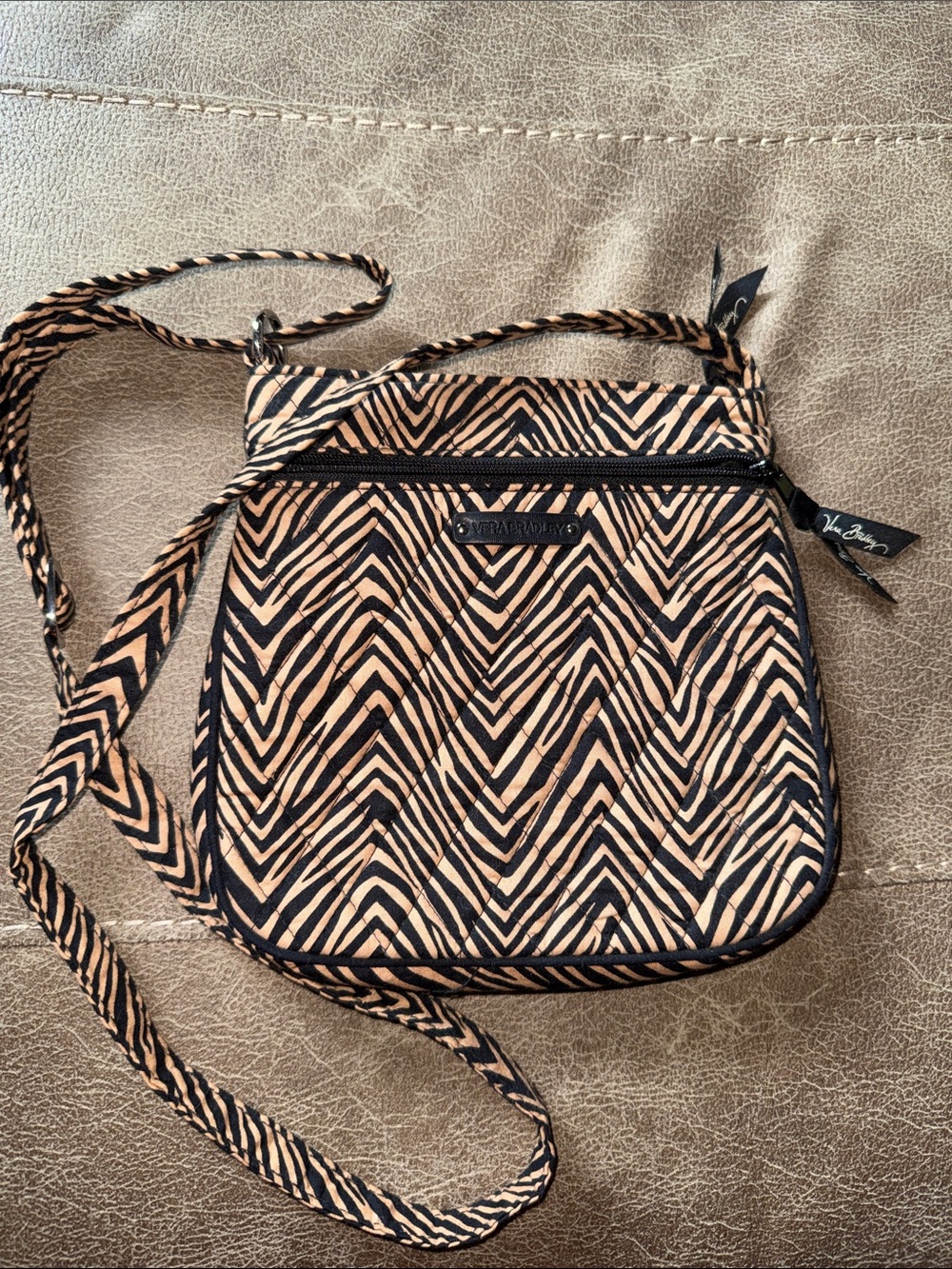 Vera Bradley Petite Double Zip Hipster Crossbody Bag - Zebra Print